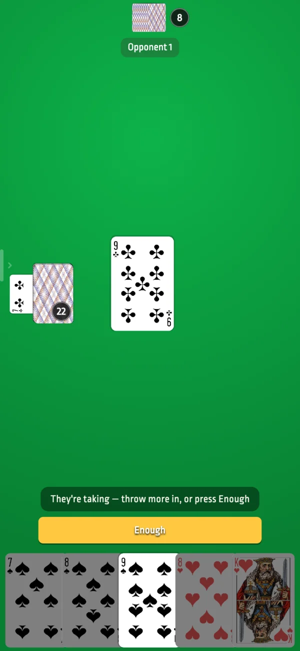 A bout in play: an attack on the felt and the hand below